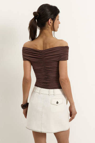 Боди с открытыми плечами TOPTOP, цвет: коричневый TTS.023.17608.700.05436 |новая коллекция купить онлайн
