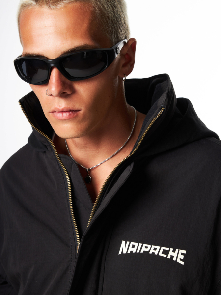 Бомбер Hooded bomber М NAIPACHE, цвет: Черный,  со скидкой купить онлайн