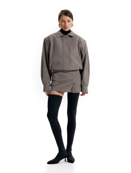 Бомбер из замшевой ткани ANOTHER SELECT, цвет: графит, 00005 купить онлайн