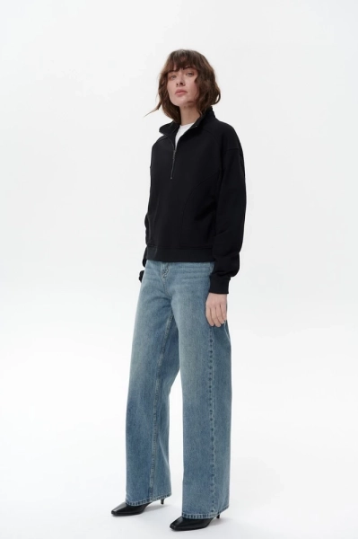 Джинсы Wide leg с винтажным эффектом