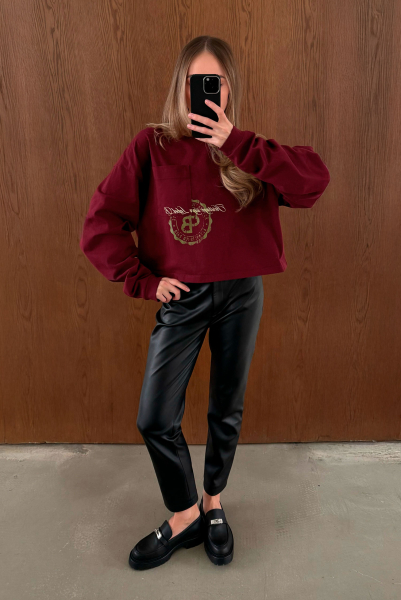 Лонгслив укороченный с карманом HRTG BURGUNDY Label .B, цвет: burgundy, Tp.03.4.4101.0126BRG купить онлайн