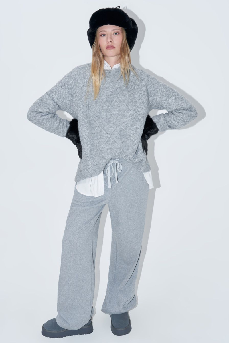 Джемпер с вязкой «косичка» TOPTOP, цвет: серый, TTS.050.13884.800 купить онлайн