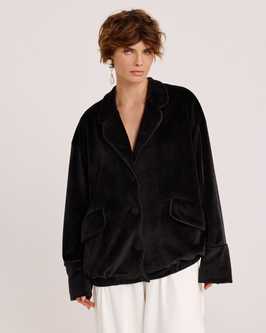 Жакет-бомбер из бархата BLACK Anmuse, цвет: Черный, JCK25W213-BLC купить онлайн