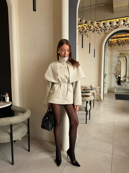 Тренч со съемным кейпом из хлопка с пропиткой