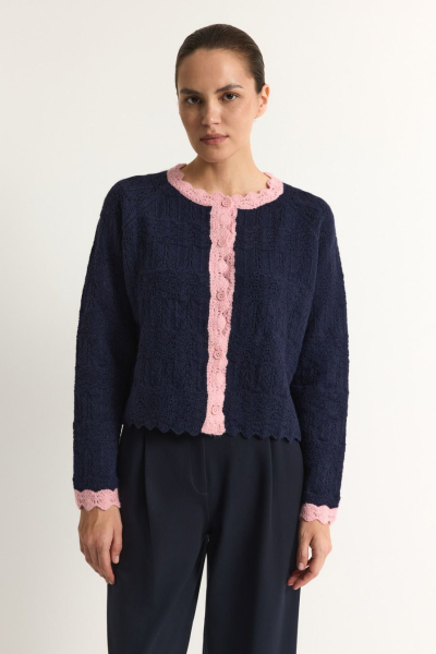 Кардиган с контрастной отделкой TOPTOP, цвет: синий, TT.051.17502.621 купить онлайн