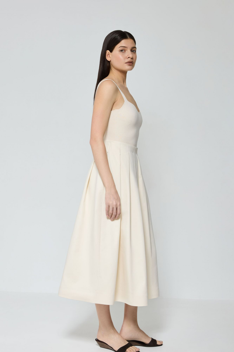 Юбка в складку из костюмной ткани AROUND, цвет: молочный, 2725_25CPE01 купить онлайн