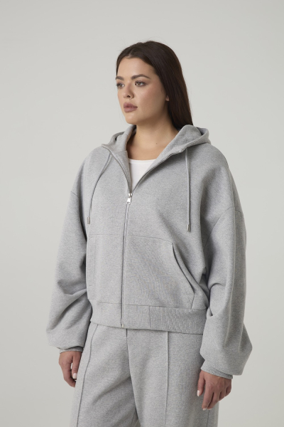 Худи на молнии из футера с капюшоном 4forms, цвет: серый меланж, 65480 купить онлайн