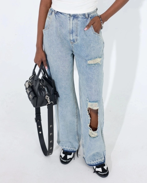 Джинсы с разрезами ASIA ST 71, цвет: голубой, Ast71.jeans-ripped-blue купить онлайн