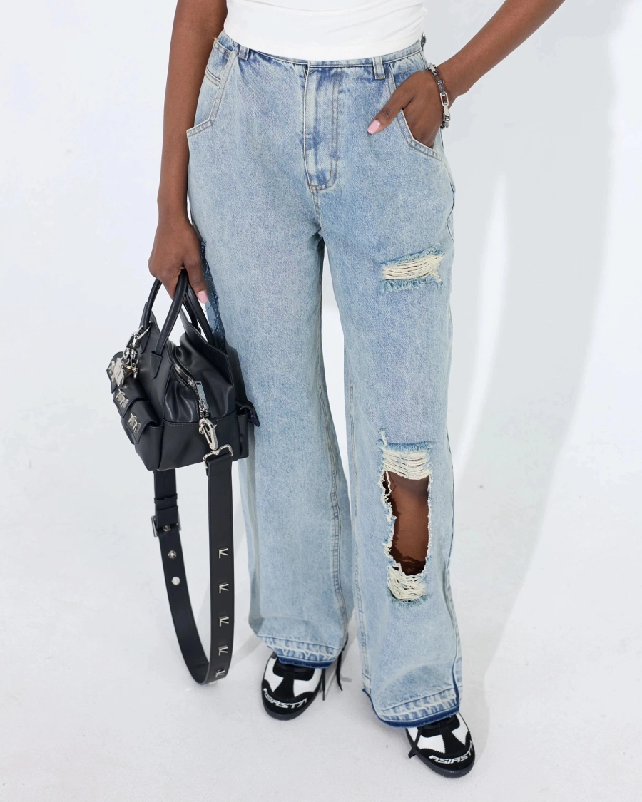 Джинсы с разрезами ASIA ST 71, цвет: голубой, Ast71.jeans-ripped-blue купить онлайн