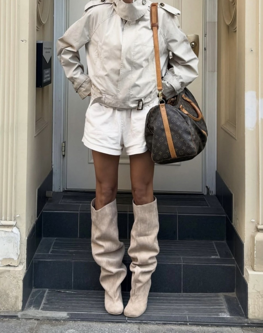 Сапоги замшевые с прямоугольным мысом SBALO, цвет: бежевый SN91-2 купить онлайн