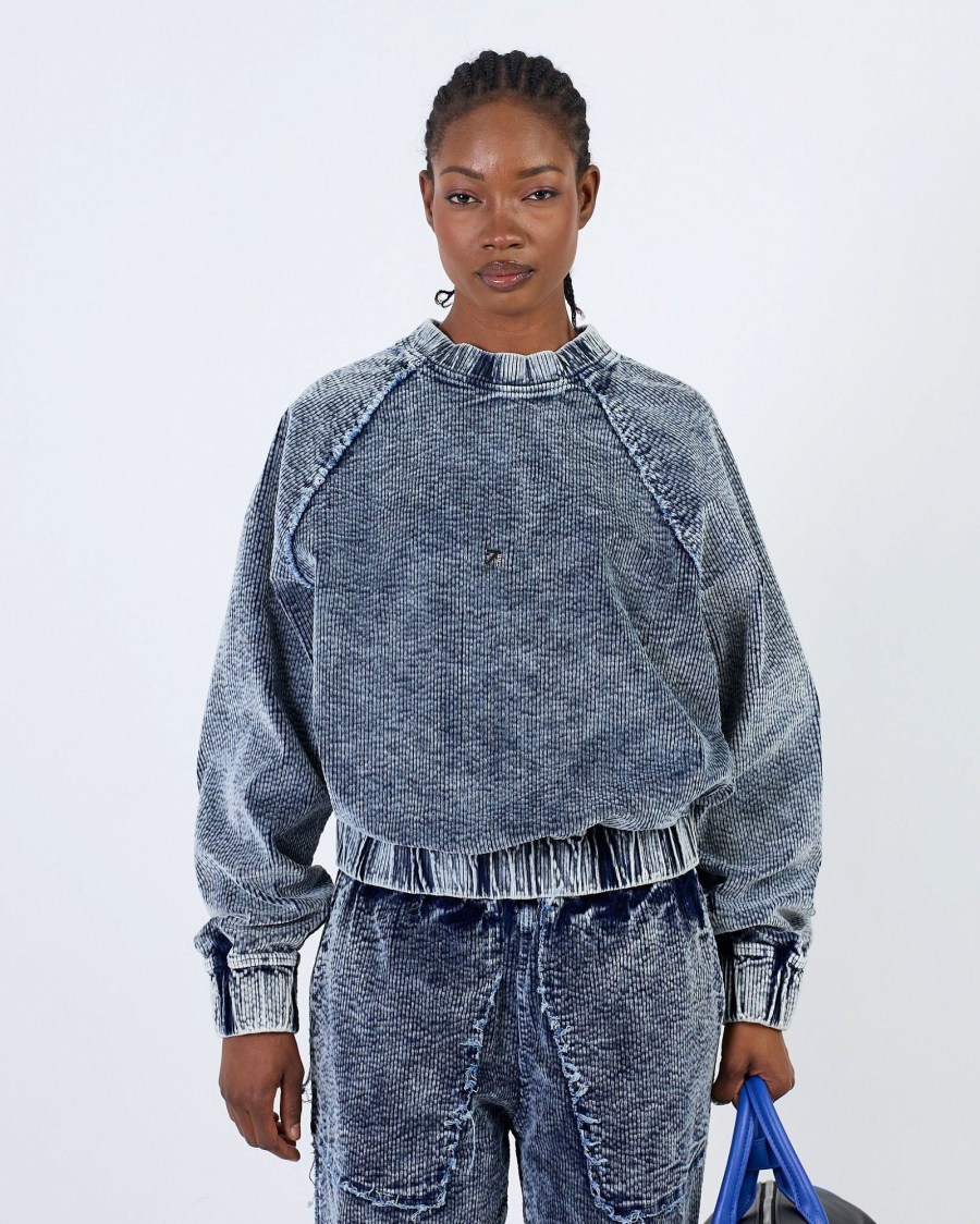 Свитшот OUT SEAMS CROPPED WASHED BLUE