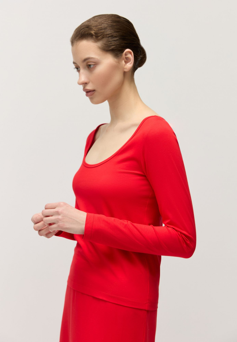 Лонгслив из модала с хлопком AROUND, цвет: красный,  купить онлайн