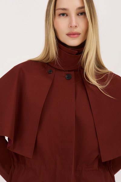 Тренч со съемным кейпом из хлопка с пропиткой Ricoco, цвет: терракотовый, 7057/2 купить онлайн