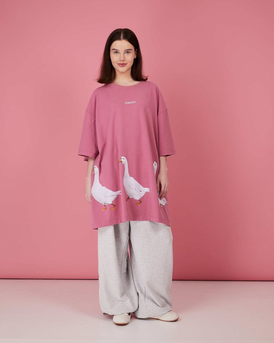 Футболка Гусиный хоровод TABOO, цвет: пыльно-розовый, THround купить онлайн