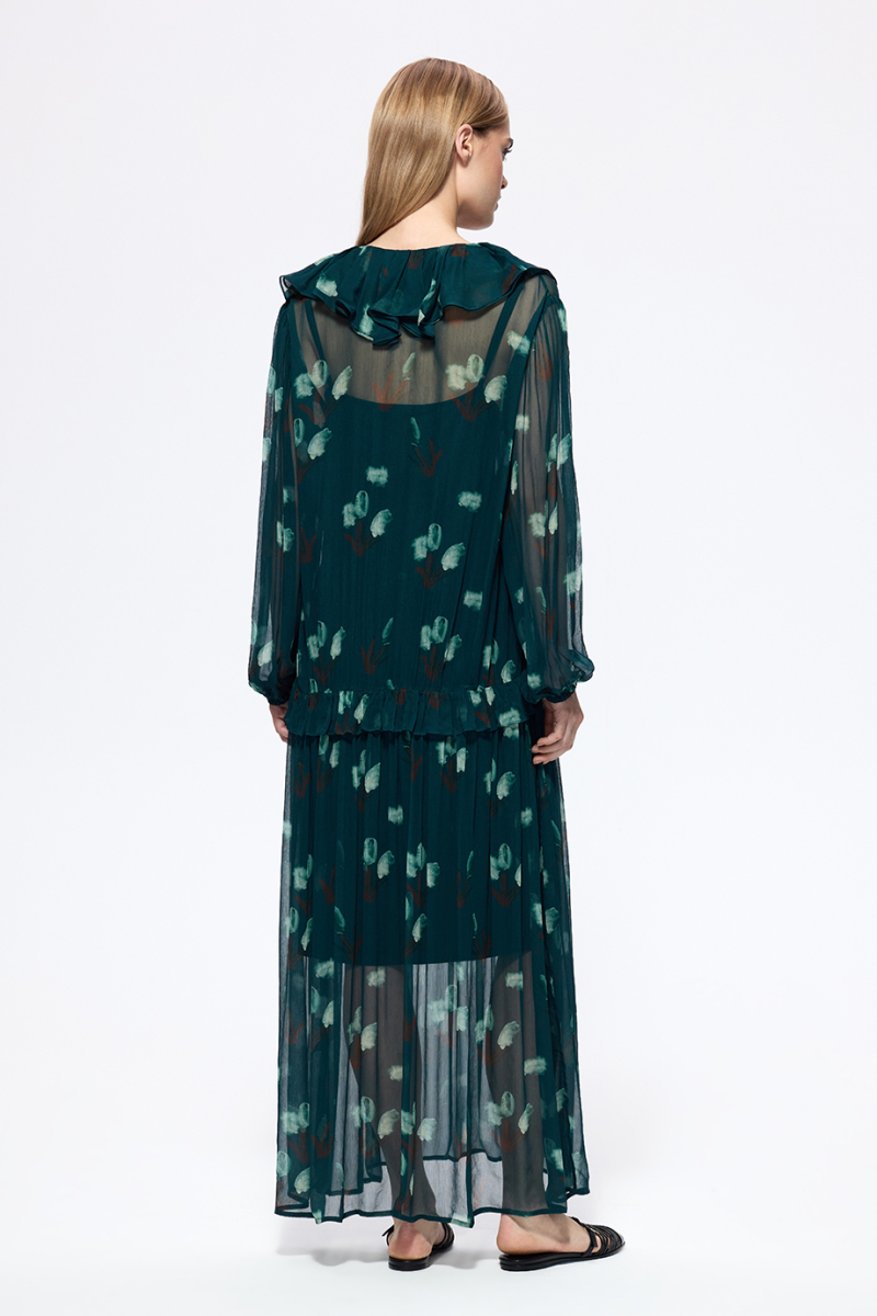 Платье из шифона с принтом DREAMS BY ALENA AKHMADULLINA, цвет: зеленый,  купить онлайн