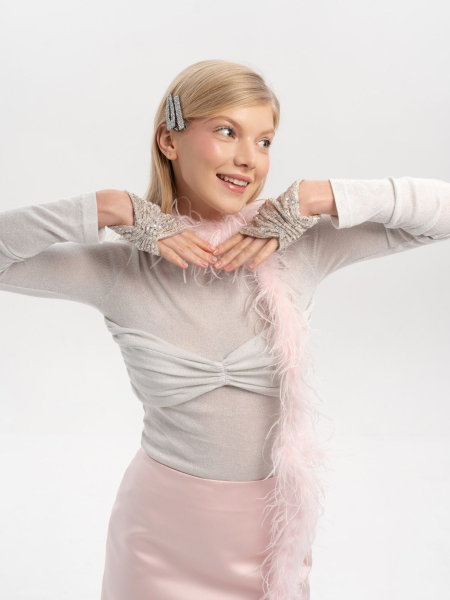 Лонгслив с драпировкой TRES, цвет: Серебряный, НФ-00002609 купить онлайн