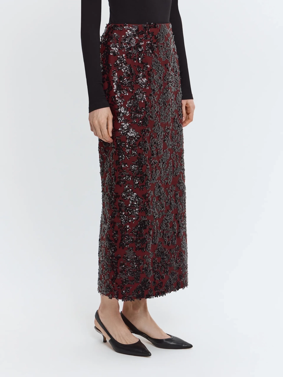 Юбка с пайетками ANNA PEKUN, цвет: Бордовый,  купить онлайн