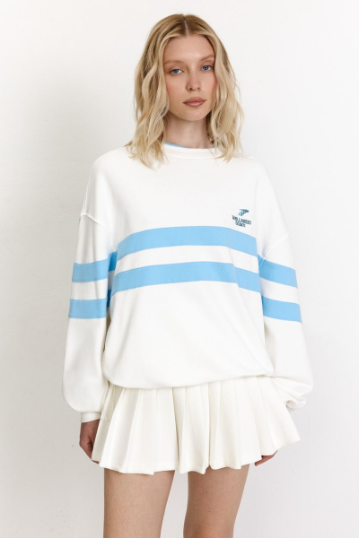 Свитшот из 100% хлопка TOPTOP, цвет: молочный с принтом, TT.053.17778.121 купить онлайн