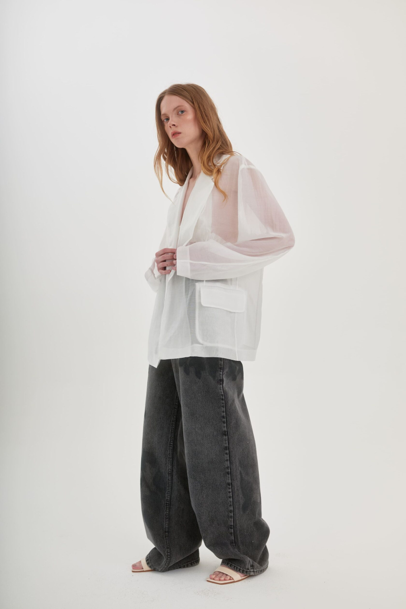 Полупрозрачная блуза-жакет UNKE, цвет: белый, 2502J003V_WH купить онлайн