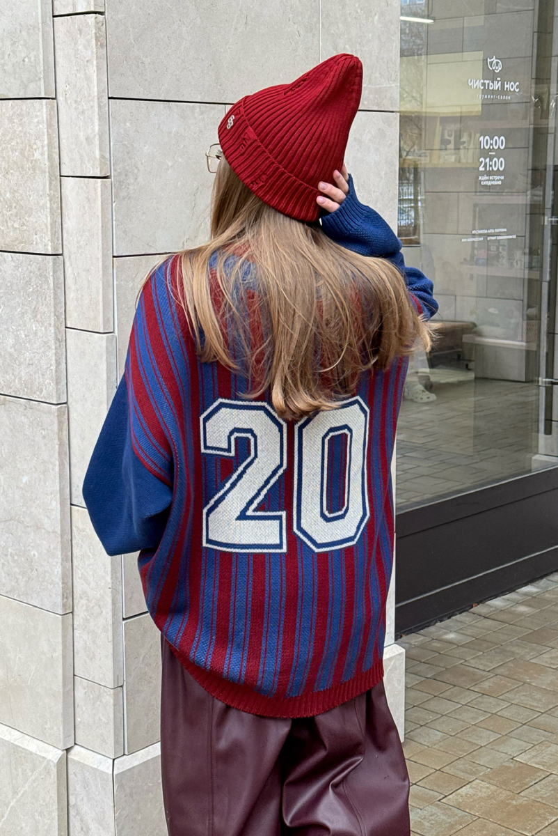 Cвитшот вязаный BLUE\BURGUNDY Label .B, цвет: BLUE\BURGUNDY, Kn.02.5.01BLBRG купить онлайн