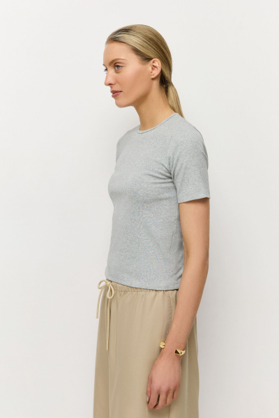 Футболка облегающая AROUND, цвет: серый меланж, 219_102CE04 купить онлайн