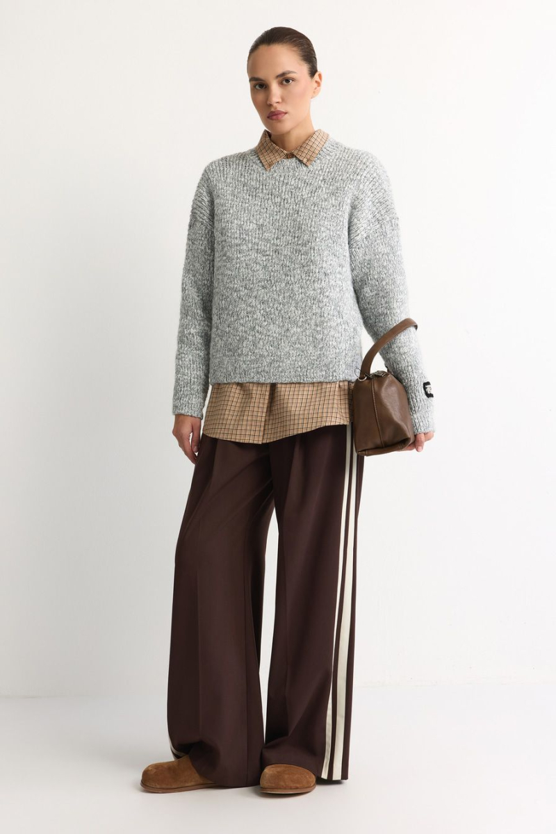 Джемпер из переработанного полиэстера TOPTOP, цвет: серый с принтом, TT.050.18257.801 купить онлайн