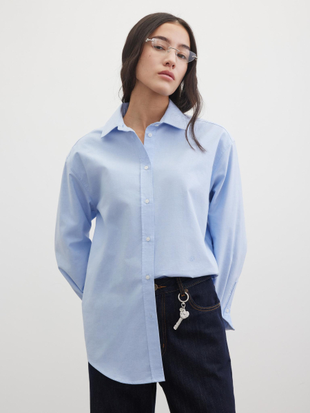 Рубашка однотонная с вышивкой Chaika, цвет: голубой, SS26BL04-23 купить онлайн