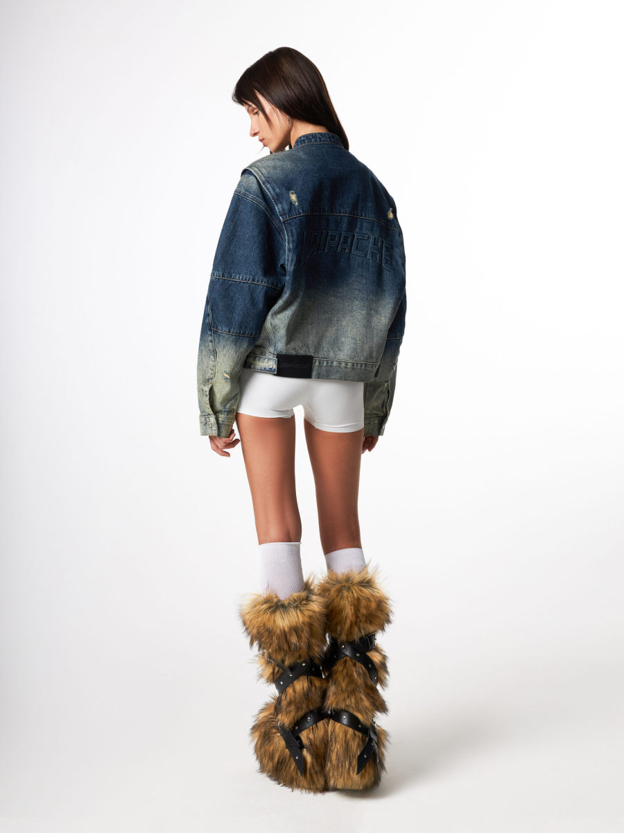 Куртка Cafe racer jacket denim U NAIPACHE, цвет: синий,  купить онлайн