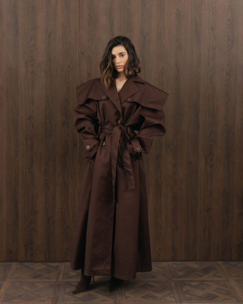 Длинный тренч YONSRU, цвет: коричневый,  купить онлайн