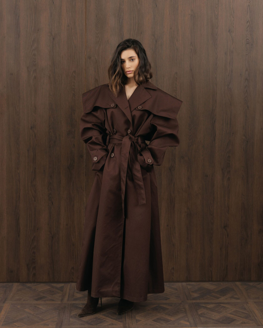Длинный тренч YONSRU, цвет: коричневый,  купить онлайн