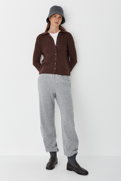 Брюки базовые из смесовой шерсти CL Ricoco, цвет: серый меланж, 7036/3 купить онлайн