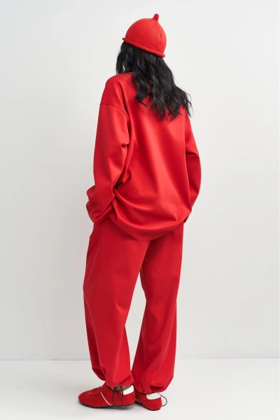 Лонгслив хлопковый с необработанным краем Erist store, цвет: красный, НФ-00003384 купить онлайн