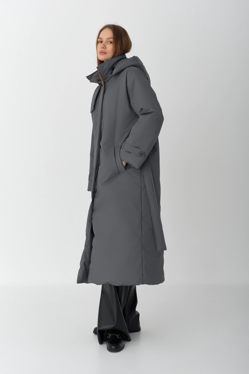 Пальто однобортное утепленное Ricoco, цвет: графитовый, 7012/3 купить онлайн