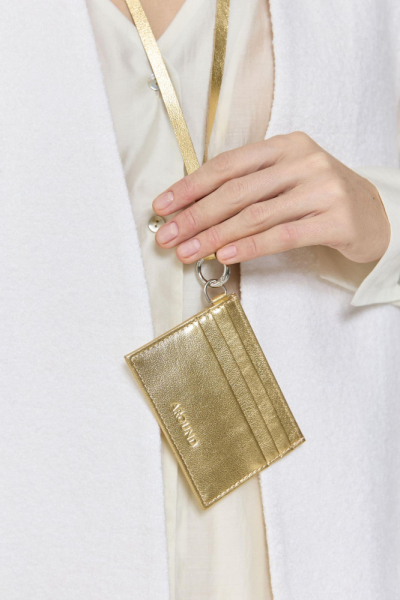 Картхолдер со съемным ремешком из кожи