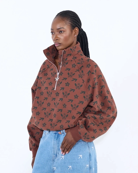 Свитшот PATTERN FLYING A CROPPED BROWN ASIA ST 71, цвет: коричневый, Ast71.swt-pattern-A-br-crop купить онлайн