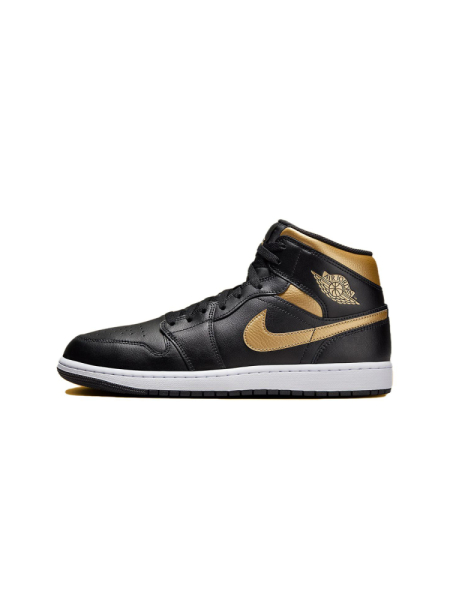 Кроссовки мужские Jordan 1 Mid Black "Metallic Gold"