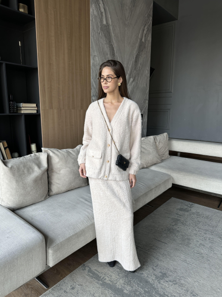 Кардиган из трикотажа с ворсом удлиненный VELVET, цвет: кремовый, 00-00004818 купить онлайн