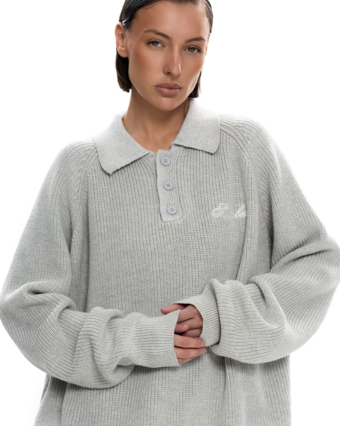 Вязаное поло Suborbia, цвет: серый меланж, 007125 купить онлайн