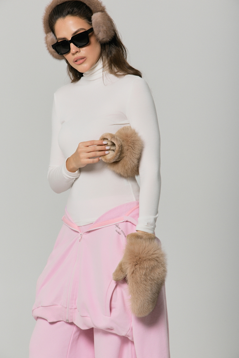 Брюки с велюр эффектом Ricoco, цвет: пудровый, 7040/1 купить онлайн