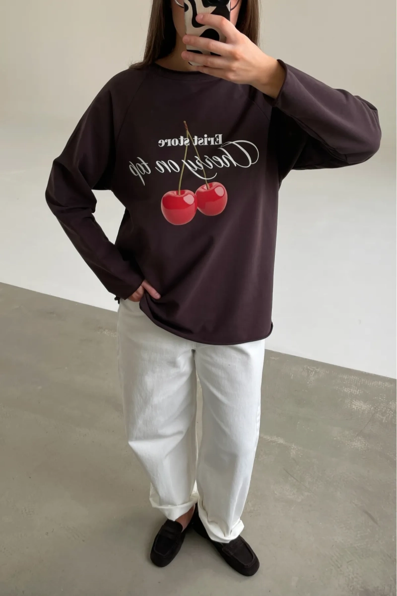Лонгслив Вишня Erist store, цвет: коричневый, НФ-00003146 купить онлайн