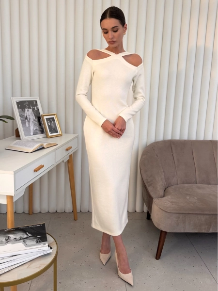 Платье миди с вырезами I.B.W., цвет: молочный, JE058 купить онлайн