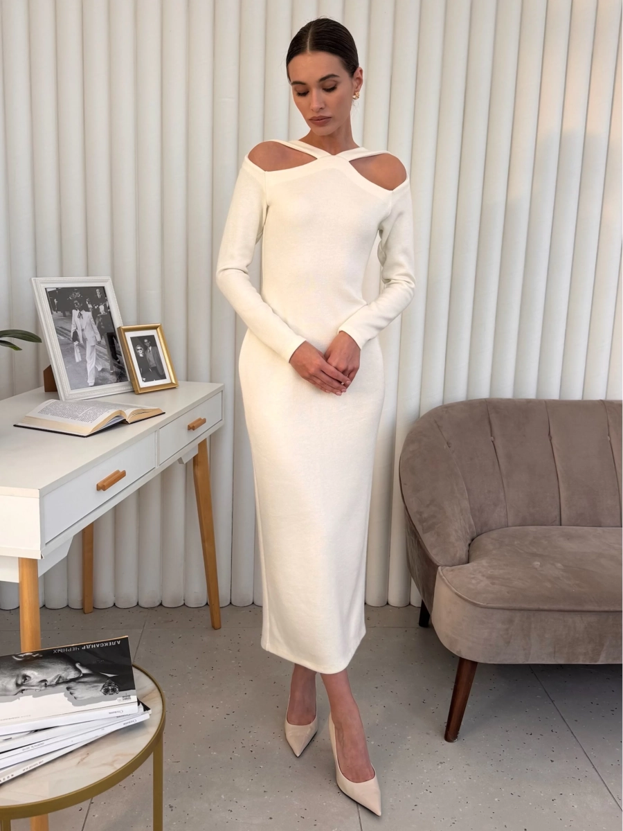 Платье миди с вырезами I.B.W., цвет: молочный, JE058 купить онлайн