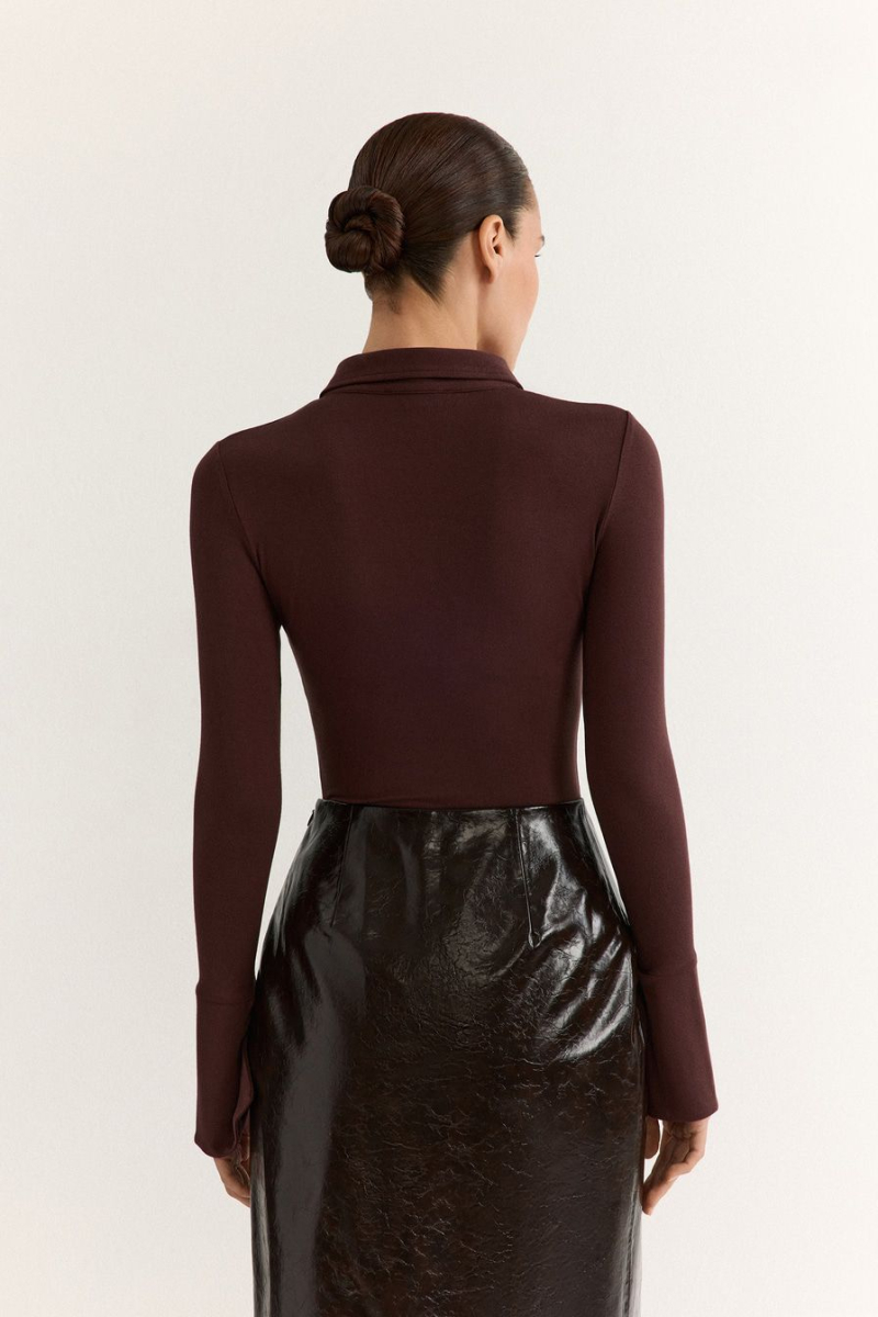 Боди из смесовой вискозы TOPTOP, цвет: коричневый, TT.022.17927.700 купить онлайн