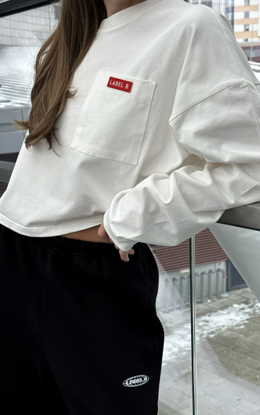 Лонгслив укороченный с карманом WHITE/RED Label .B, цвет: WHITE/RED, Tp.03.4.4101WHR купить онлайн