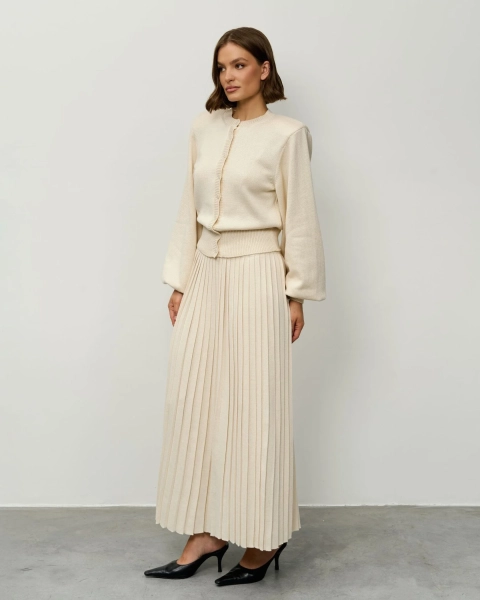 Вязаный костюм с длинной юбкой YONSRU, цвет: молочный, 825 купить онлайн