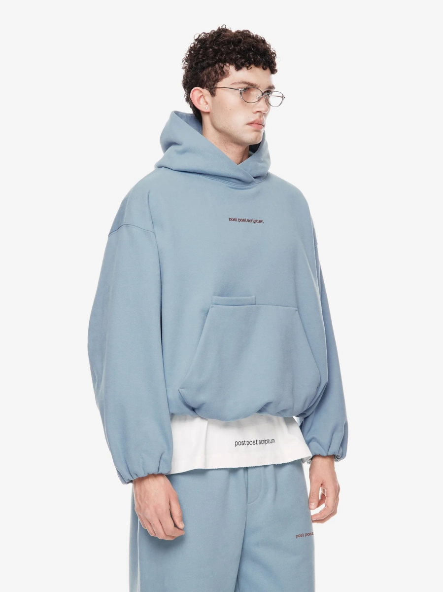 Хлопковый худи с логотипом POST POST SCRIPTUM, цвет: ретро голубой,  купить онлайн