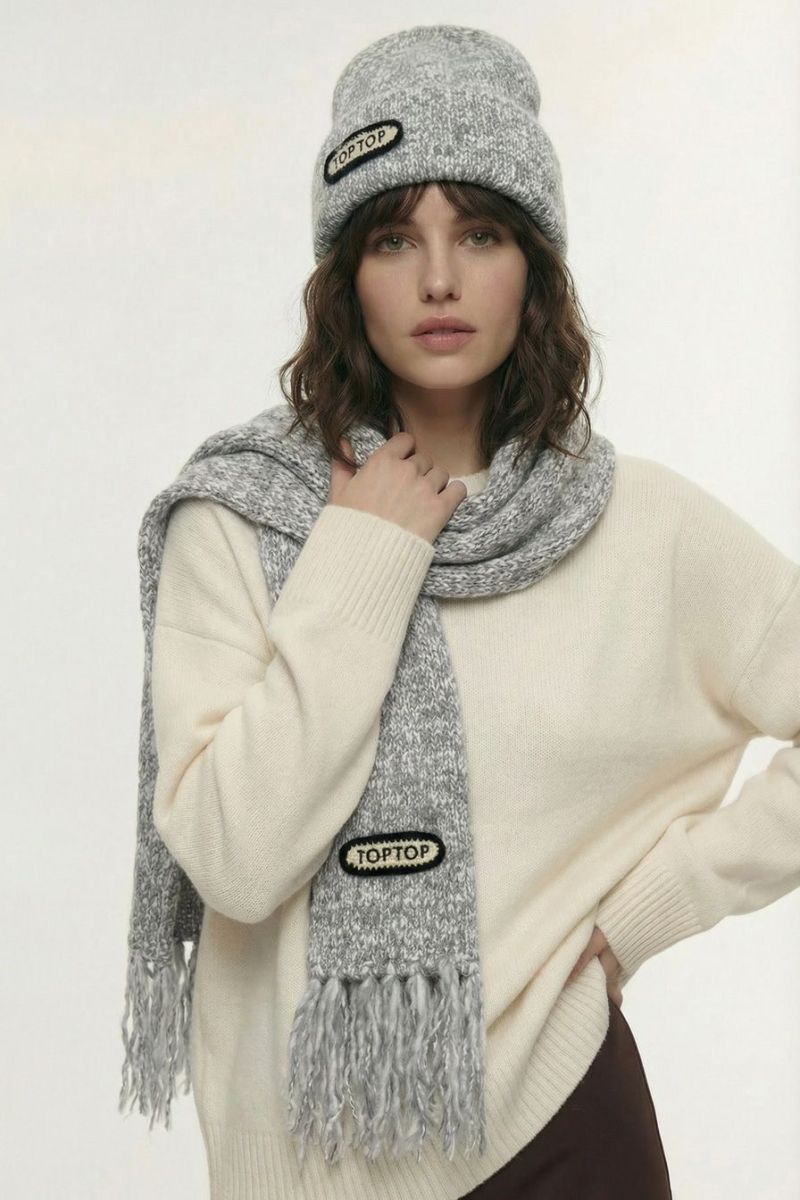 Шапка из переработанного полиэстера TOPTOP, цвет: серый с принтом TT.601.18516.801 купить онлайн