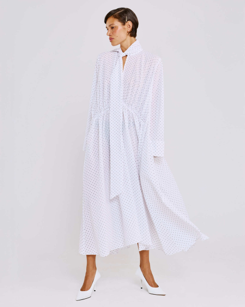 Платье в горох с шарфом Anmuse, цвет: белый, RB26SP314-WHT купить онлайн