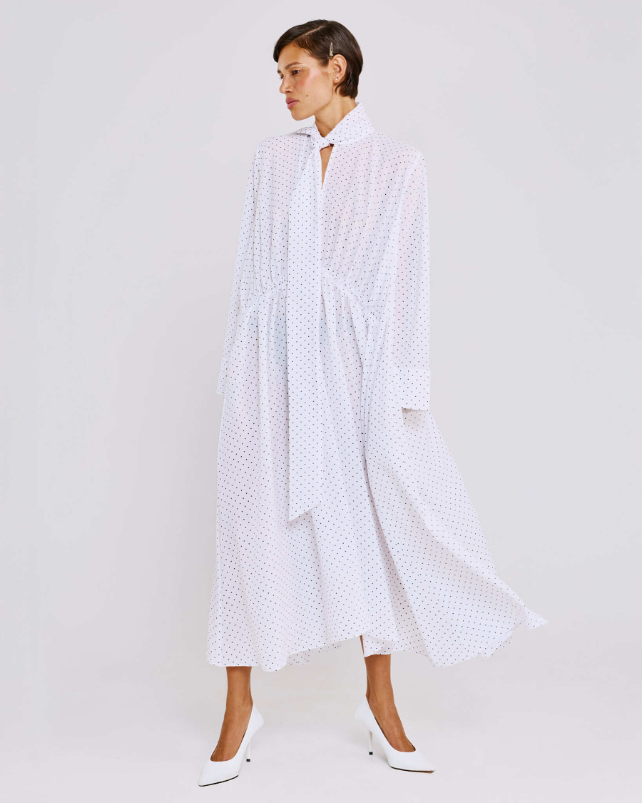 Платье в горох с шарфом Anmuse, цвет: белый, RB26SP314-WHT купить онлайн