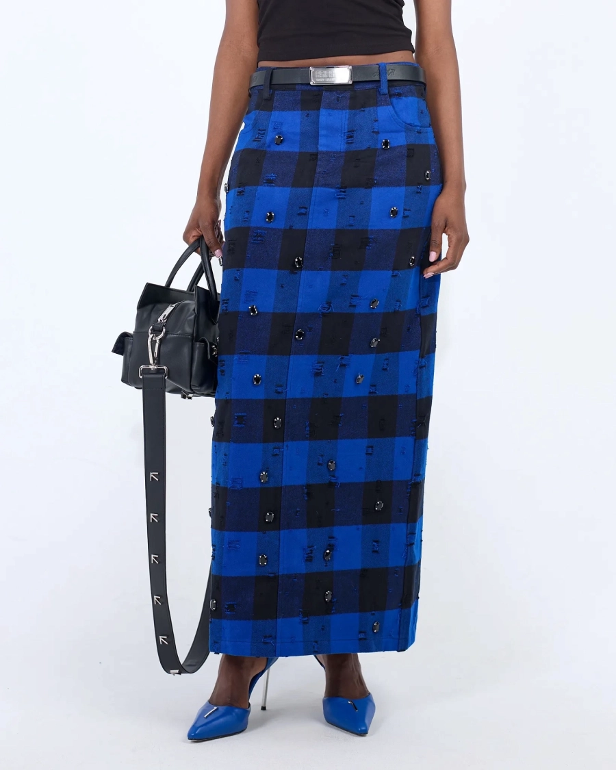 Юбка макси PLAID BLUE ASIA ST 71, цвет: синий, Ast71.skirt-plaid-blue купить онлайн